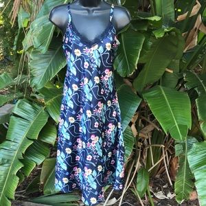Marquee satin dark floral slip dress